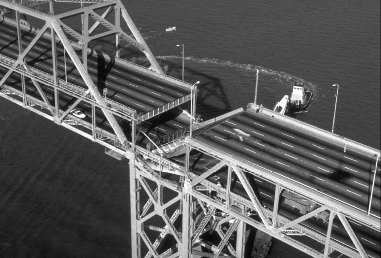 One 50-foot (15 m) section of the San Francisco–Oakland Bay Bridge collapsed during the 1989 Loma Prieta earthquake.