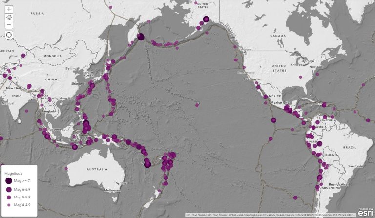 Earthquake data classified by Magnitude.