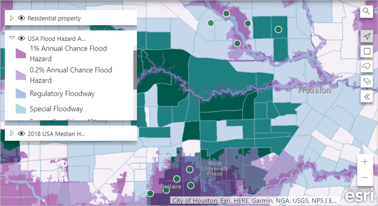 Map with flood hazard areas