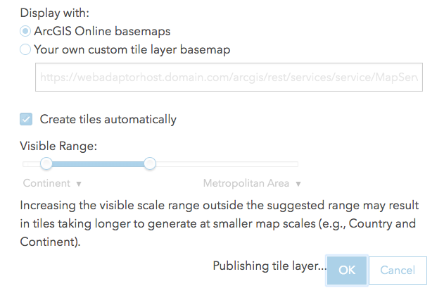 Publish tiles from a feature service