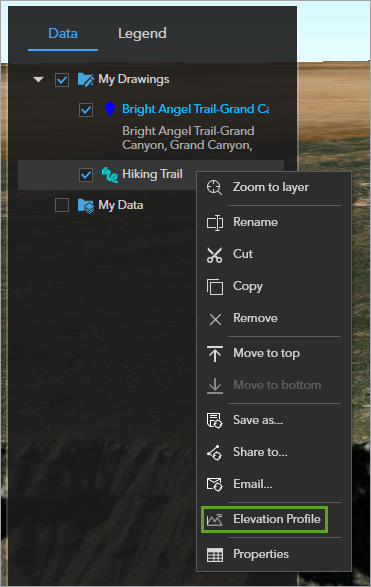 Elevation Profile option