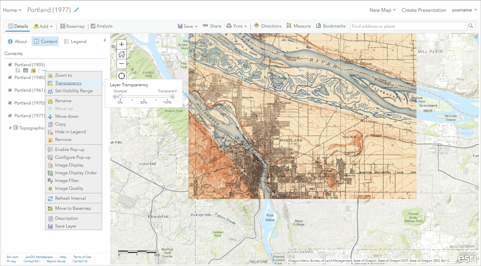 Topo Explorer app: Web Map