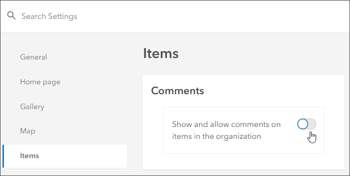 Enable or disable item comments Enable or disable item comments