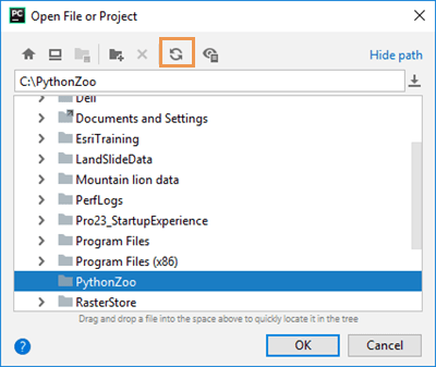 PyCharm Open window PyCharm Open window