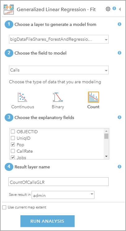 Tool parameters for Generalized Linear Regression Tool parameters for Generalized Linear Regression