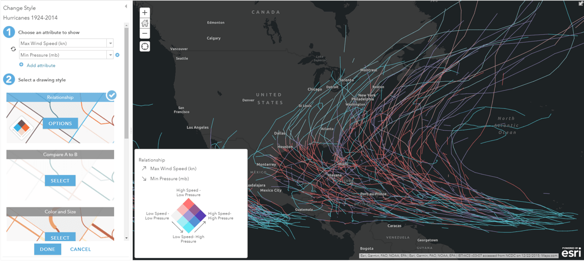 Relationship style on a map