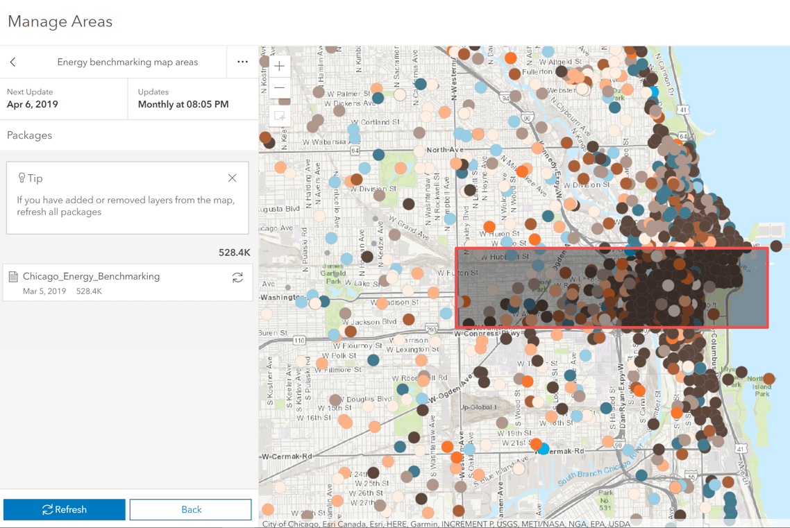 Setting an offline map area