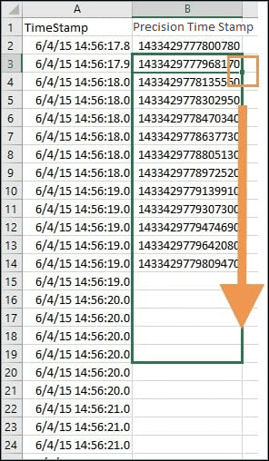 Drag the autofill box down from the second record to automatically convert the remaining values