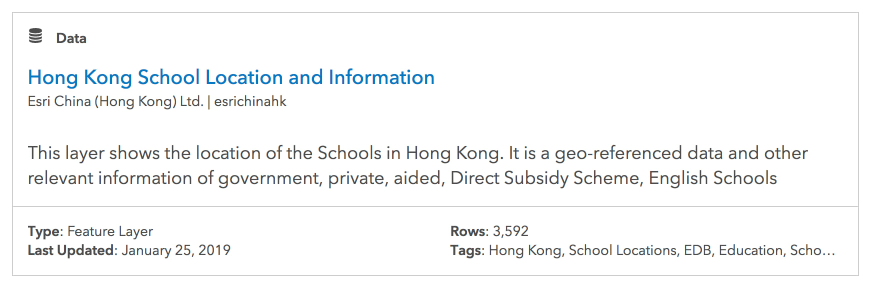 The search result related to Hong Kong schools.