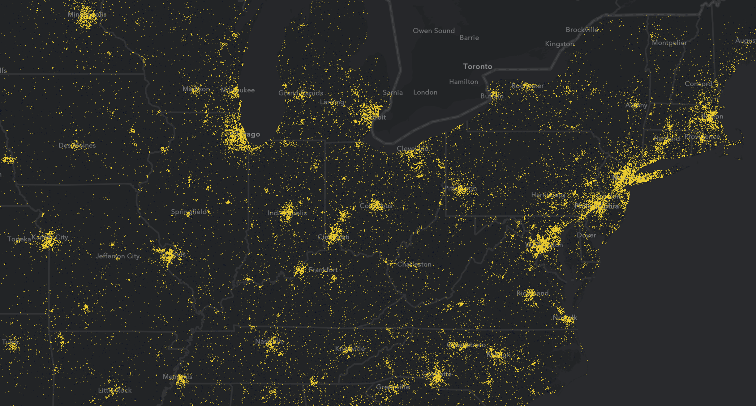 One dot equals 4,800 people