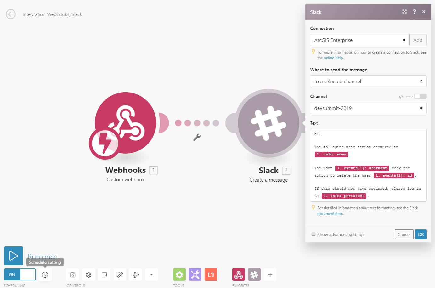 Webhook screen