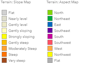 Slope and Aspect Map Legend Slope and Aspect Map Legend