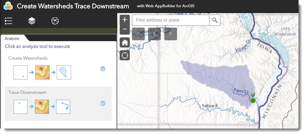Create Watershed and Trace Downstream Widgets