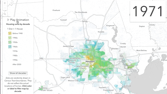 Housing growth over time in Houston, Texas. Housing growth over time in Houston, Texas.