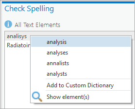Check spelling pane Check spelling pane