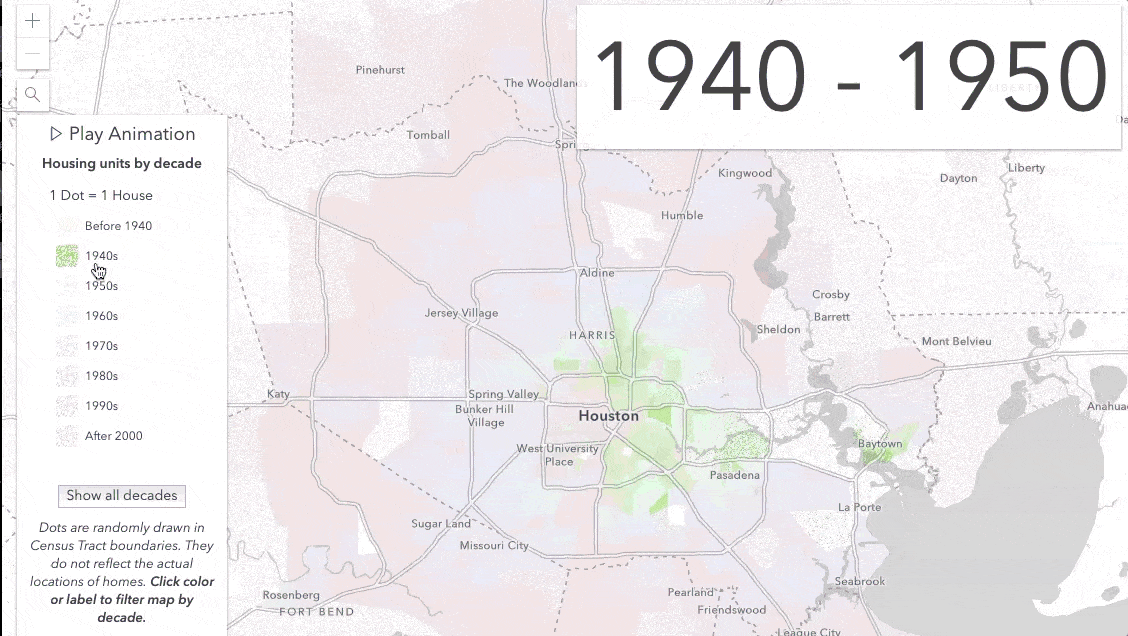 Housing by construction year in Houston, Texas.