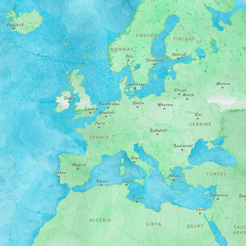 Watercolour Europe view