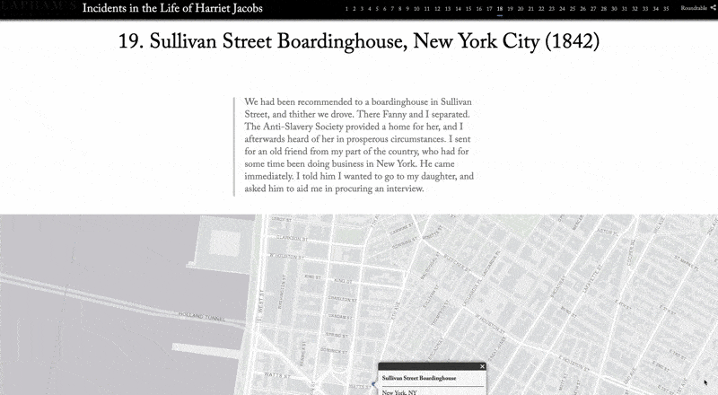 An animation that scrolls through a section of the story, showing the consistent formatting of the subheading, quote block, and immersive sectionw ith a map and historical image An animation that scrolls through a section of the story, showing the consistent formatting of the subheading, quote block, and immersive sectionw ith a map and historical image