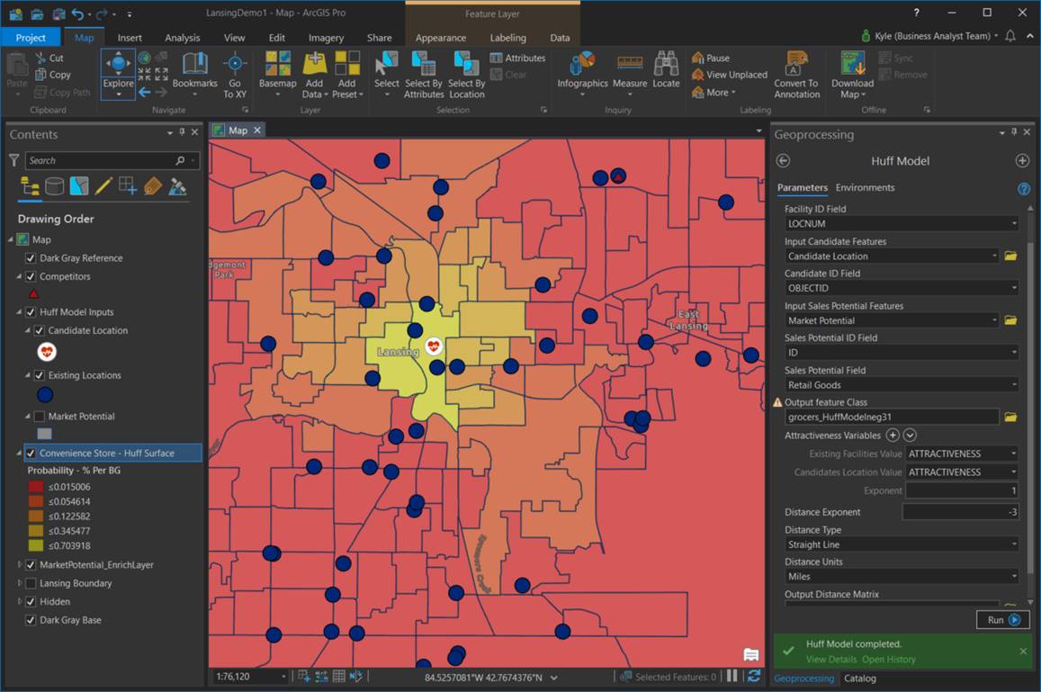 Lansing, MI area map showing a concentration of data points.