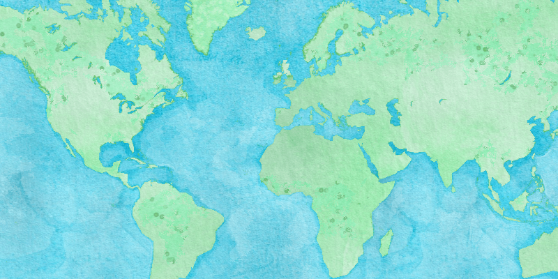 Watercolour World view Watercolour World view