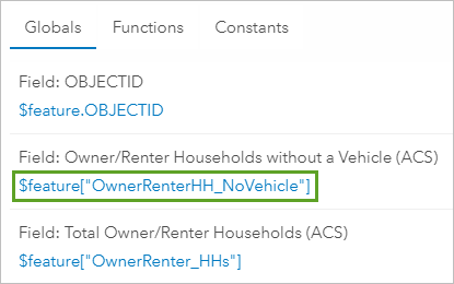 Households without a vehicle field