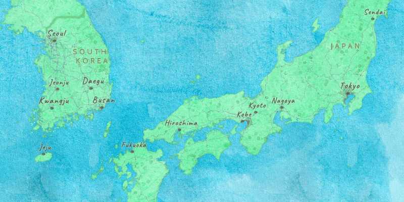 Watercolour Japan view Watercolour Japan view