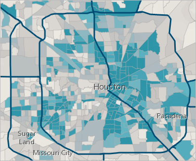 Map with blue-to-gray color ramp