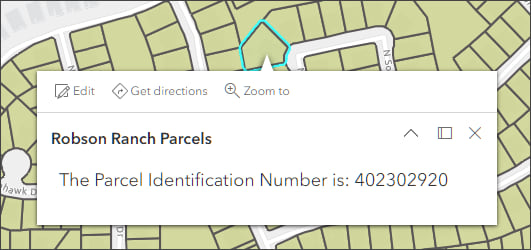 Parcell pop-up with parcel ID