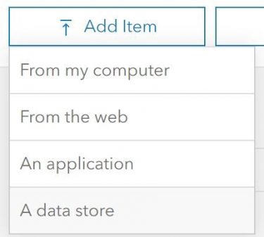 User interface for uploading a data store item