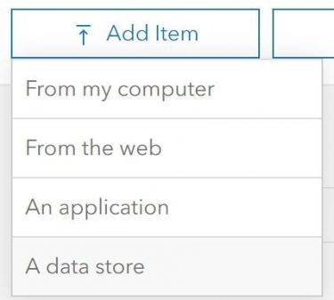 User interface for uploading a data store item User interface for uploading a data store item
