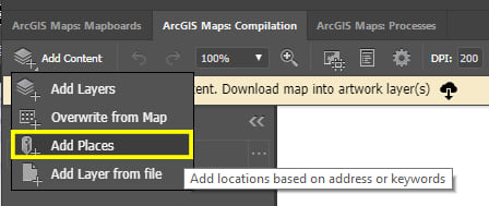 Click 'Add Content' and select 'Add Places'