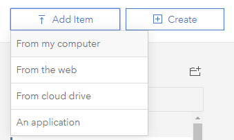 "Add Item" button selected and dropdown menu is displayed. "From my computer" is the option highlighted in the dropdown menu. "Add Item" button selected and dropdown menu is displayed. "From my computer" is the option highlighted in the dropdown menu.