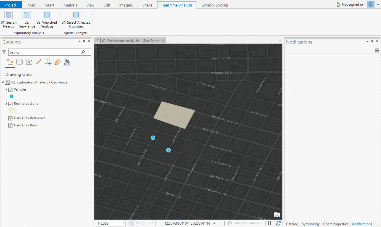 Geofence - notifications as vehicles enter a restricted area