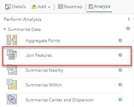 Analysis button selected, and Join Features is highlighted within the Analysis options.
