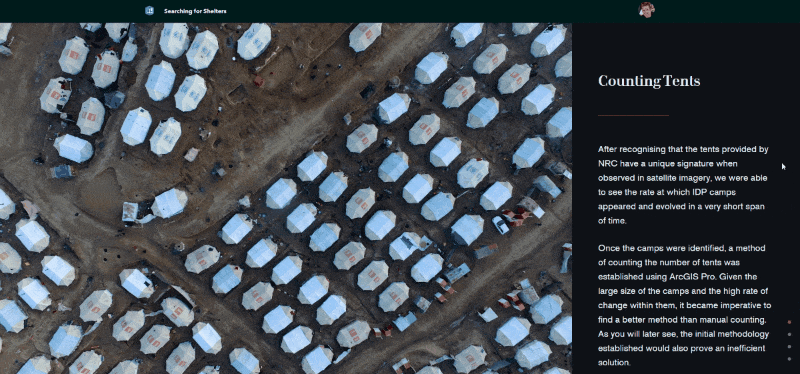 An animated GIF image demonstrating the process of extracting information from imagery of shelters.
