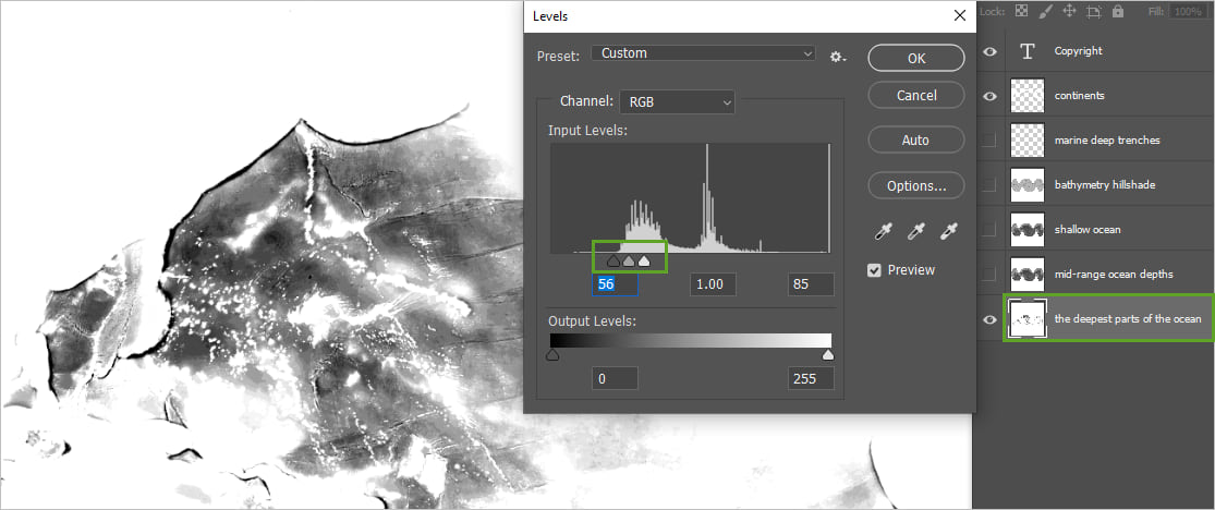 Adjusting levels in Photoshop