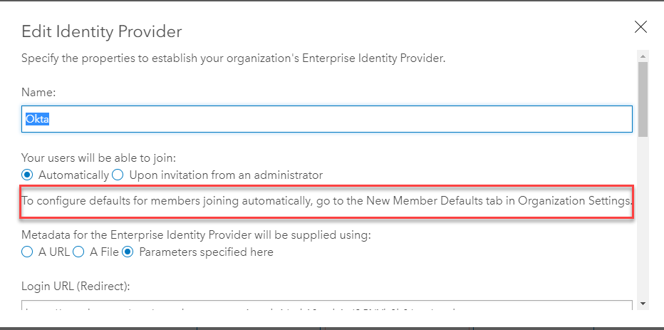 Shows image of configuration panel for Enterprise Logins Shows image of configuration panel for Enterprise Logins