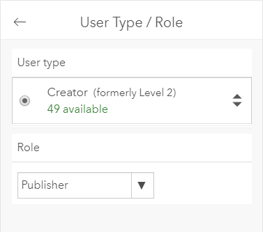User Type and Role pane with options to change the member's assigned user type and role. User Type and Role pane with options to change the member's assigned user type and role.