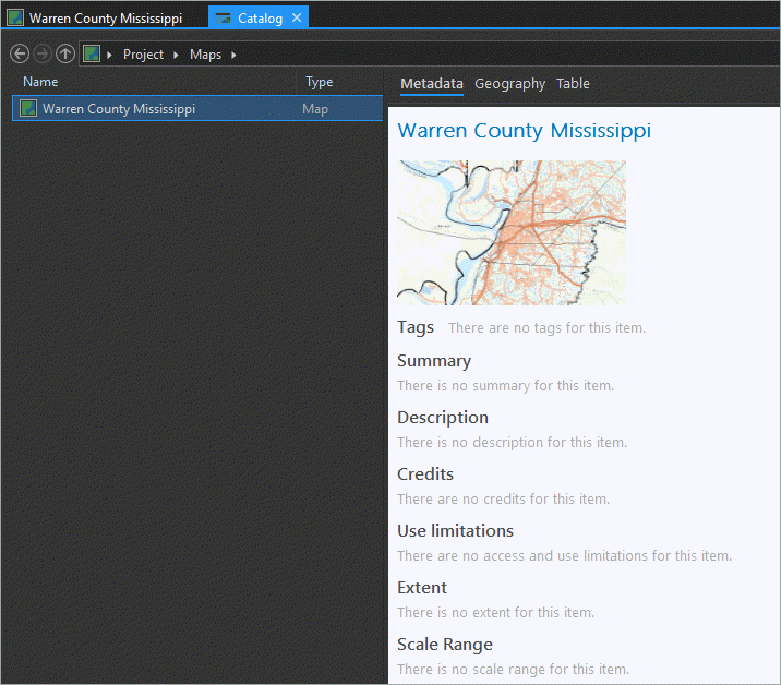 Warren County map metadata