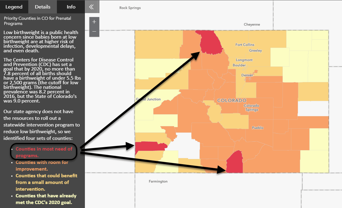 Make the map clear with cartography and a strong legend Make the map clear with cartography and a strong legend