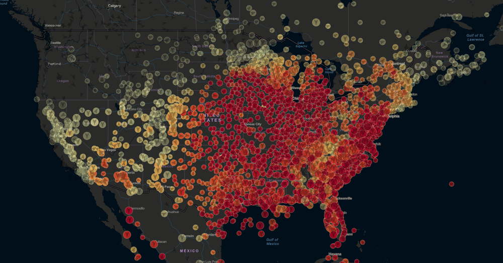 map of current heat indexes