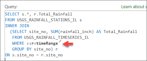 Declare a range parameter in a SQL statement