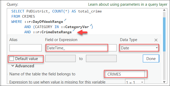 Defining a range parameter of date type