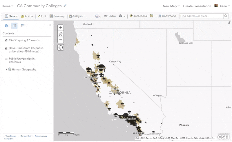 Create a web app from within the Map Viewer.