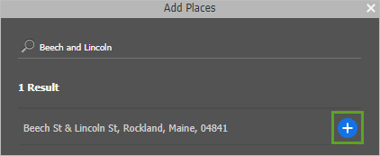 Add button next to the location Add button next to the location