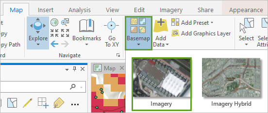 Imagery in the basemap gallery