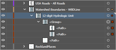 New path layers inside the watershed boundaries group layer New path layers inside the watershed boundaries group layer