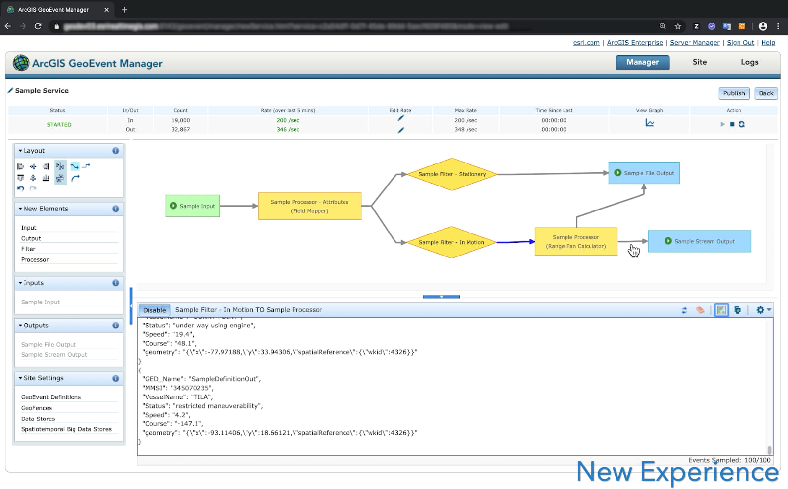 ArcGIS GeoEvent Server Manager dashboard