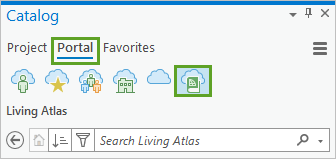 Living Atlas tab on the Portal tab of the Catalog pane