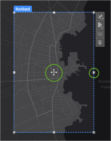 Move button and resize handles Move button and resize handles